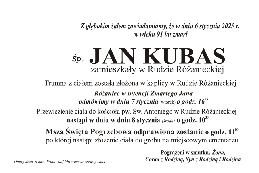 Zmarł Jan Kubas [91 lat]